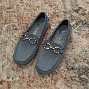Rothy's Blue Loafers with Gold Detail